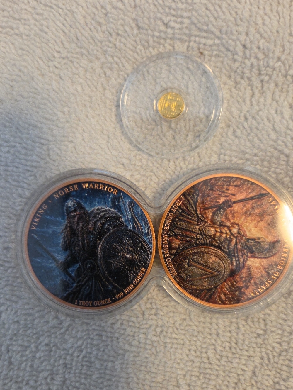Copper Viking Warrior Decorative Coin Set - Blue and  Copper W/1/500 Gold Coin